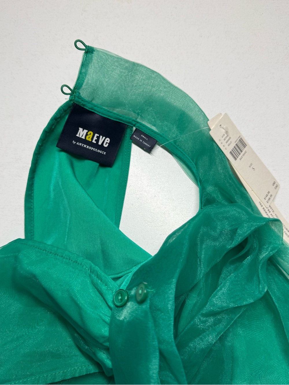 Maeve by Anthropologie Organza Bow-Neck Kelly Green Halter Tie Mini Dress - Picture 8 of 10